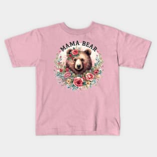 Floral Mama Bear Kids T-Shirt